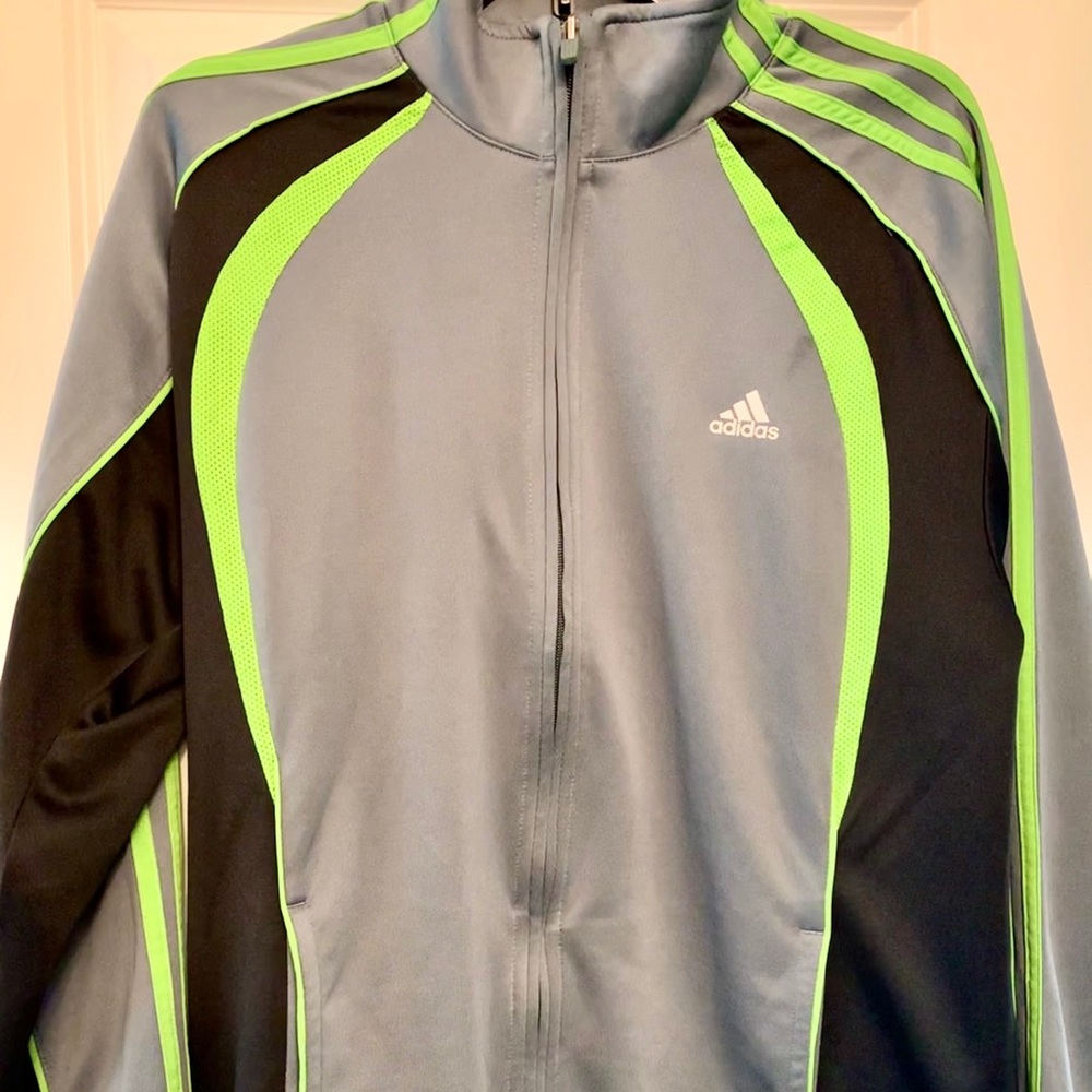 Adidas Track Jacket Silver/Black/Lime M